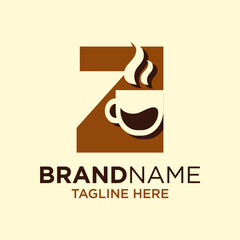 Letter Z Coffee Cup, Tea, Chocolate, Logo Design Template Inspiration, Vector Illustration.