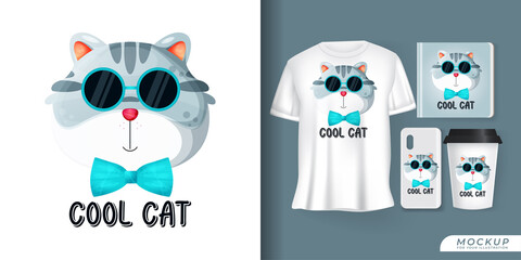 cute cat poster and merchandising