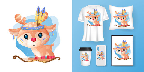 cute deer poster and merchandising