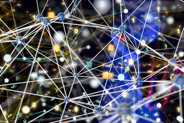 Global network. Blockchain. 3D illustration. Neural networks and artificial intelligence. Abstract