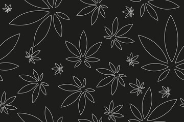 Fototapeta premium Marijuana leaves seamless vector pattern. Cannabis plant background. Pattern of ganja.