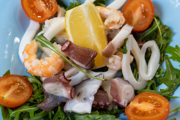 piatti di mare con prodotti ittici