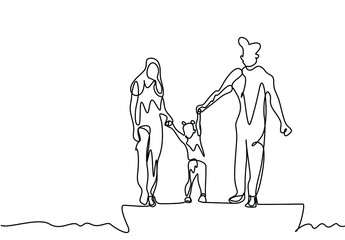 having a good time outside on a bridge with a family and their daughter