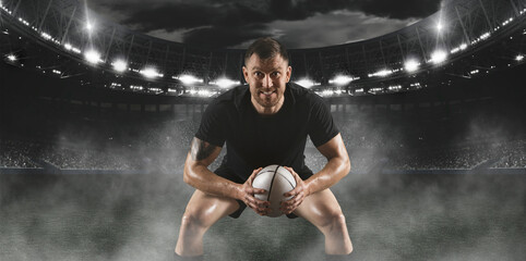 Rugby player in the stadium