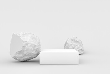 abstract white color geometric Stone and Rock shape background, minimalist mockup for podium...
