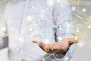 Global network. Blockchain. 3D illustration. Neural networks and artificial intelligence. Abstract