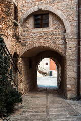Picturesque town of Bale and its old houses and lovely arches and passages leading through the narrow streets
