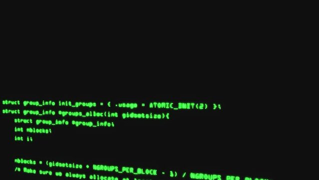 Programming code running over computer screen terminal, hacking concept