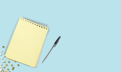 Empty notebook ready for New Year resolutions or wish list