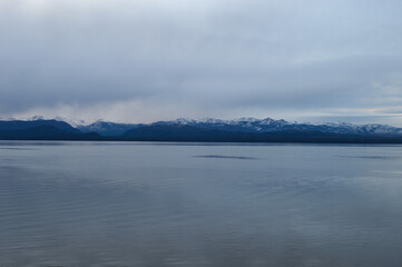 mountain, sky and lake landscape