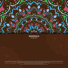 Indian floral paisley ornament pattern. Ethnic Mandala towel, yoga mat print. Vector Henna tattoo style. Can be used for textile, greeting business card background, coloring book, phone case