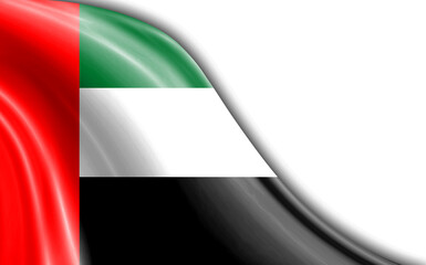 Flag of the United Arab Emirates waving in the wind against white background