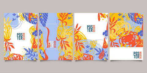Naklejka premium Set of abstract creative universal artistic templates. Good for poster, card, invitation, flyer, cover, banner, placard, brochure and other graphic design.