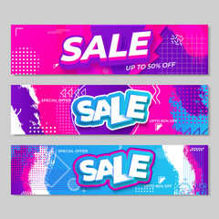 Naklejka premium Set of sale banners design. Vector illustration