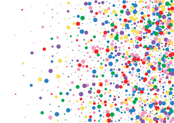 Blue Confetti Holiday Background. Circle Anniversary Texture. Multicolored Bright Round. Yellow Happy Dot Illustration.