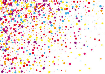 Orange Joy Star Illustration. Shape Confetti Background. Blue Circle Birthday Decoration. Cartoon Dot Decoration.