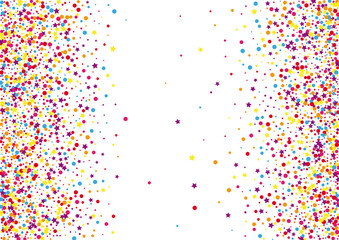 Yellow Prize Dot Illustration. Isolated Circle Decoration. Blue Confetti Stardust Background. Abstract Star Illustration.