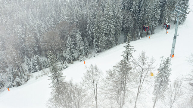 Aerial view of ski gondola