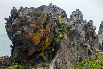 Volcanic formations on the shores of Iturup Island