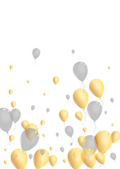 Yellow Air Background White Vector. Toy Party Design. Golden Festival Baloon. Helium Holiday Illustration.