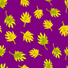 Seamless background of watercolor drawings abstract decorative yellow leaves