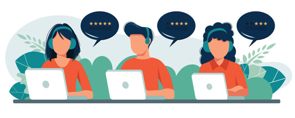 Customer satisfaction. Feedback. Rating on customer service illustration. Website rating feedback and review concept. Flat vector illustration	
