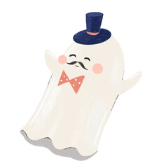 Cute ghost on white isolated background. Vector illustration