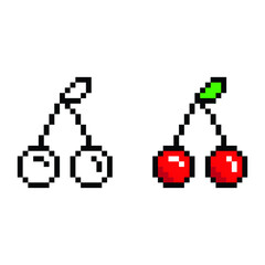 pixel cherry icon. red cherry sign vector