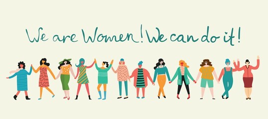 We can do it. Feminine concept and woman empowerment design for banners