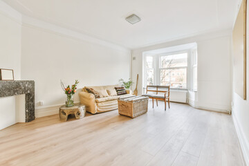 Beautiful living room interior with hardwood floors
