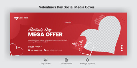 Valentine's day special sale facebook cover social media template