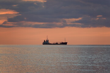 tanker at sunset ship 