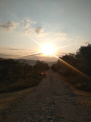 sunset on the road