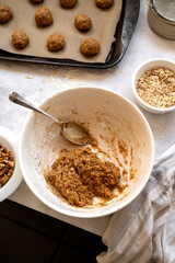 Healthy homemade oatmeal cookies. Cooking vegan cookies, raw dough.
