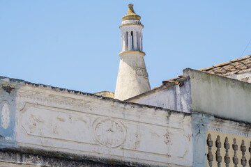 Close view of a traditional portuguese chimney 
in the village of Luz, Algarve, Portugal