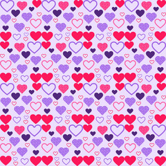 Plaid pattern seamless ornate. Set valentines day vector background. Fabric texture collection.Vector Valentine's Day Hearts Horizontal Seamless Pattern