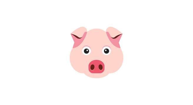 Pig head / face or pork bacon flat vector color icon for animal apps and websites