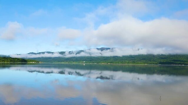 Beautiful Shaori Lake, fog, clouds, Racha