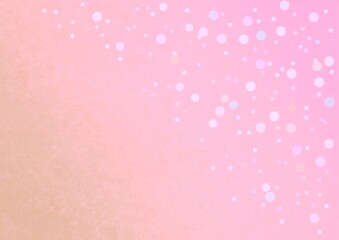 White dots and circles on a light pink vintage background. Decorative ornamental pattern of round elements. Geometric ornament. Space for creative ideas and graphic design. Watercolor texture.