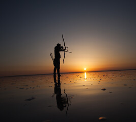 model photo shoot at sunset