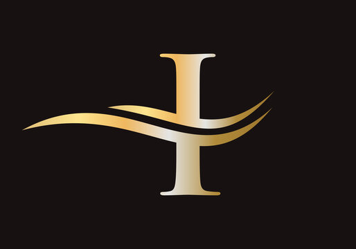 Letter I Logo Sign Design With Water Wave Concept. I Logo Design Vector Template