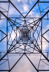 View of the Inside of an electricity pylon