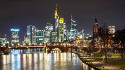 Naklejka na ściany i meble Night view of the city of Frankfurt am Main Germany