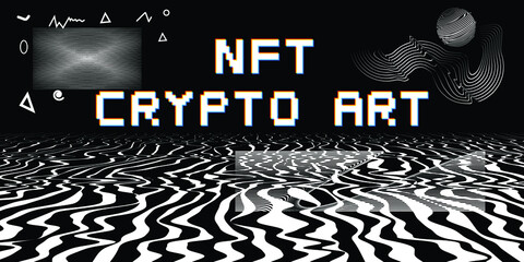 Nft . Modern crypto art background . Vector design logo . Abstract contemporary art . 