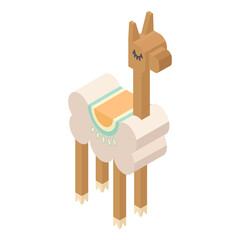 Lama isometric icon. Hand drawn vector illustration isolated on white. Flat color design. © Larus