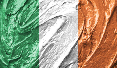 Ireland flag on watercolor texture. 3D image