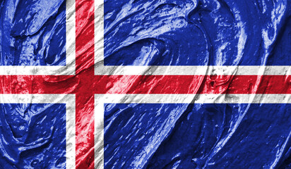 Iceland flag on watercolor texture. 3D image