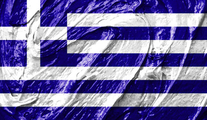 Greece flag on watercolor texture. 3D image