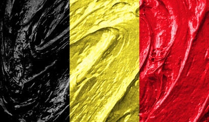 Belgium flag on watercolor texture. 3D image