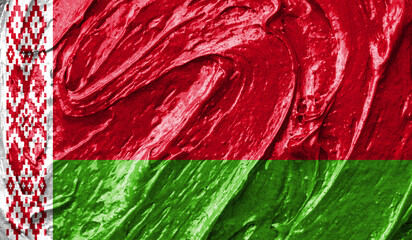 Belarus flag on watercolor texture. 3D image